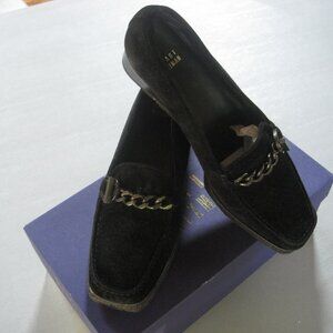 Comfortable Stuart Weitzman Luckyperf Black Sport Suede Decorative Buckle Loafer